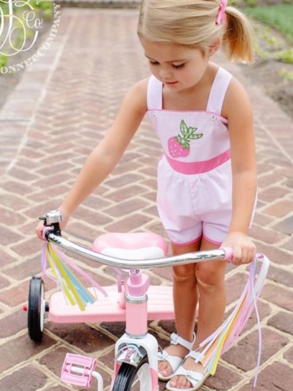 Rare NWT TBBC Ruthie Romper /
Strawberry Applique / The Beaufort Bonnet Company